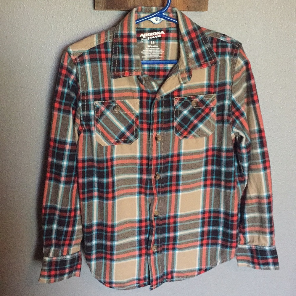 Boys Arizona Flannel Button-Up Shirt (Size L/6)